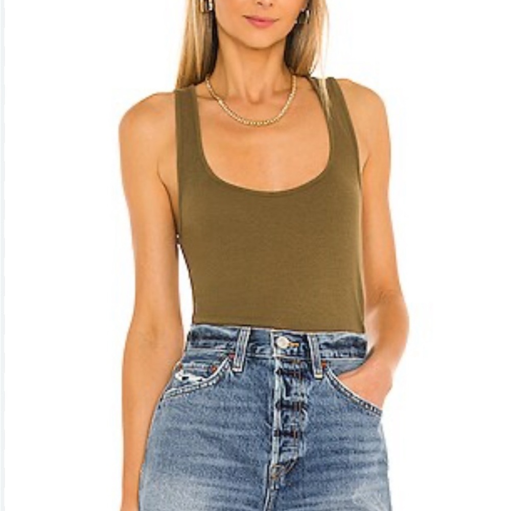 Re/Done x Hanes 90s Tank in Army Green